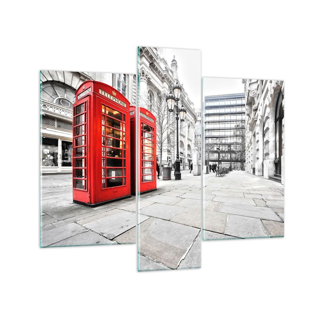 Bilder auf glas - Telefon London Kultur - 95x80cm - Glasbilder - Wandbilder - Kunstdruck - zum Aufhängen bereit - Wanddekoration aus Glas - Glas B...