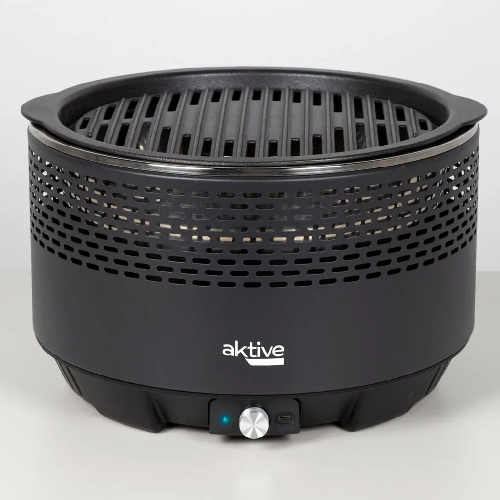 Gril de cuisson sans fumée 31 cm argenté avec ventilation active