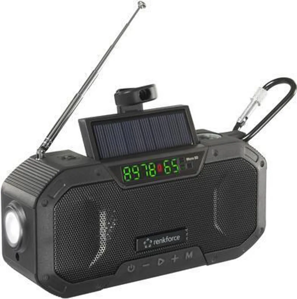 Radio Solaire à Manivelle Renkforce RF-CR-300 Bluetooth pour l'Extérieur
