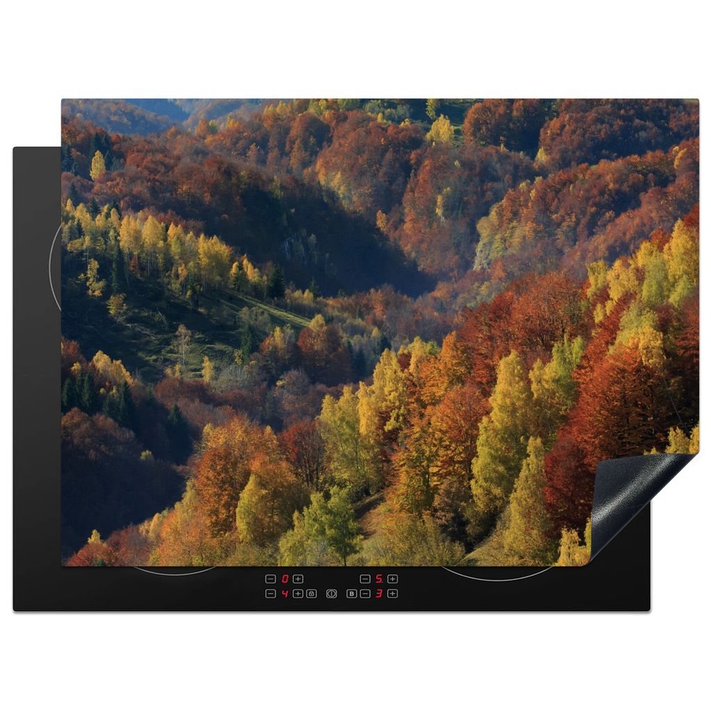KitchenYeah Herdabdeckplatte Berge - Bäume - Herbst , 71x52cm, Küche Deko, Glaskeramikkochfeld Herdabdeckung, Abdeckplatte fùr Kochfeld