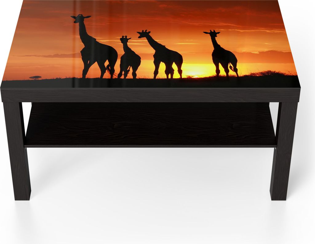 DEQORI Couchtisch 90x55 cm Schwarz 'Abend in der Savanne' Glas Beistelltisch Glastisch modern