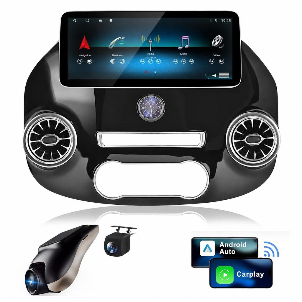 Radio samochodowe 12.3" z CarPlay, Android 15, GPS, Zdjęcie produktu  Obraz wygenerowany przez AI