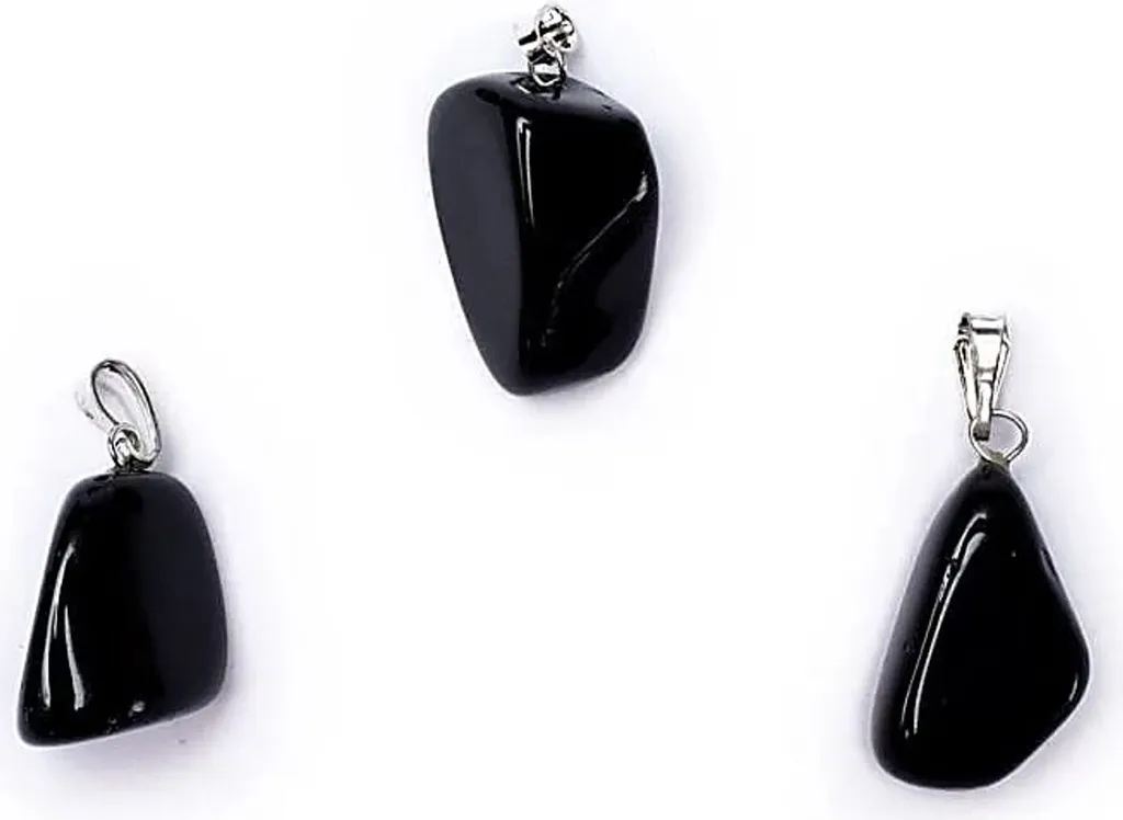 Lot de 5 pendentifs obsidienne noire percée pour création bijoux DIY