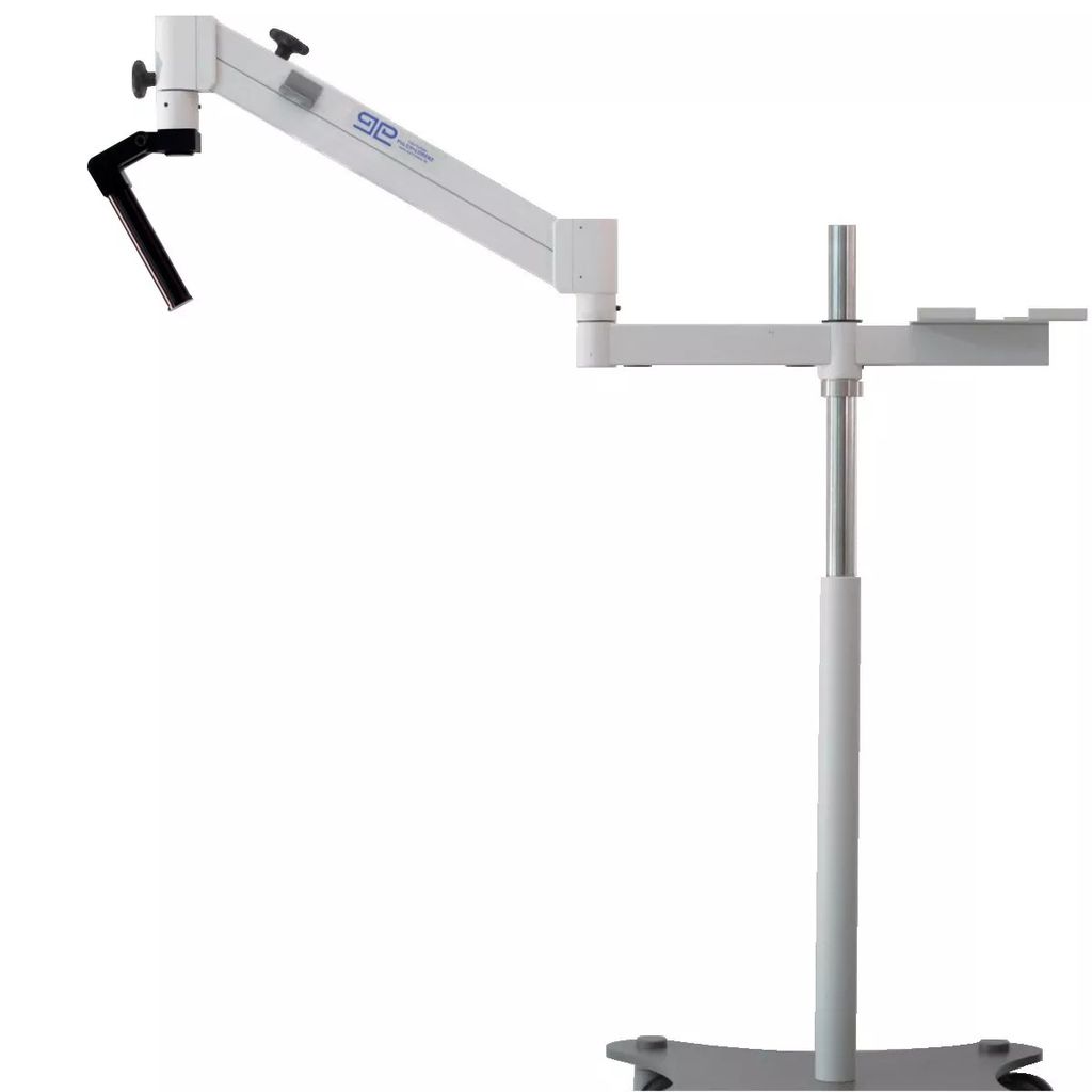 Mikroskopstativ »Flexi-Bodenstativ« mit Rollen – Freiarmstativ für Mikroskope, mit Neigekupplung und Edelstahlsäule