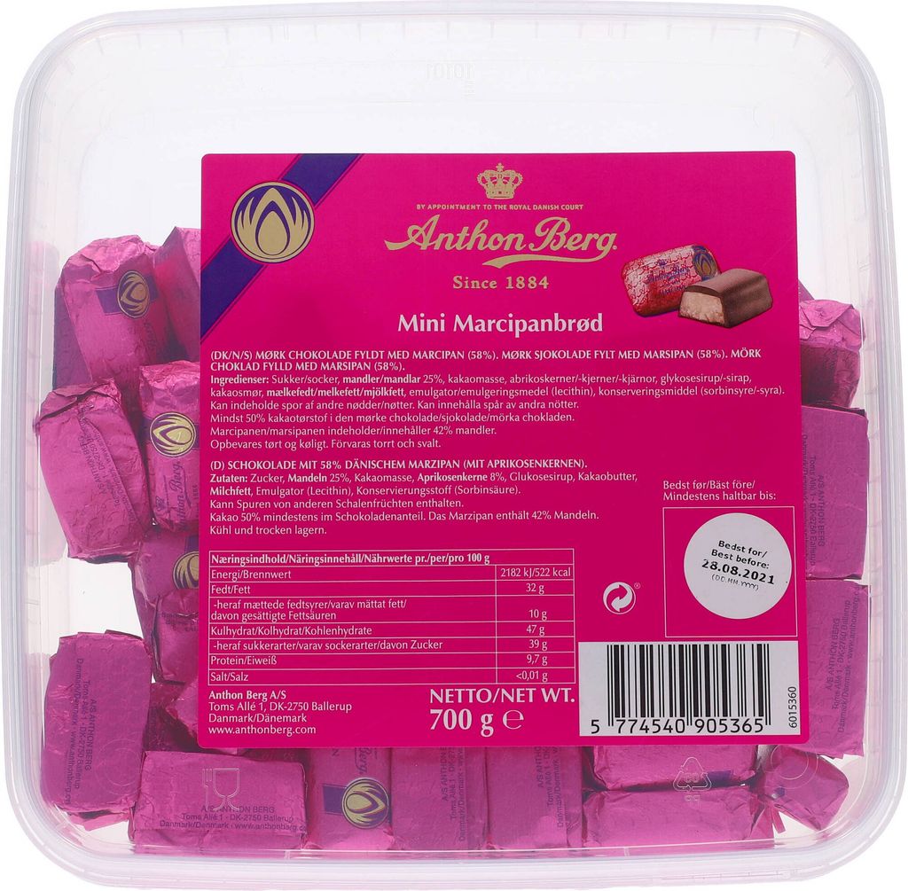 Anthon Berg Mini Marzipan Riegel 700 g Produktbild 