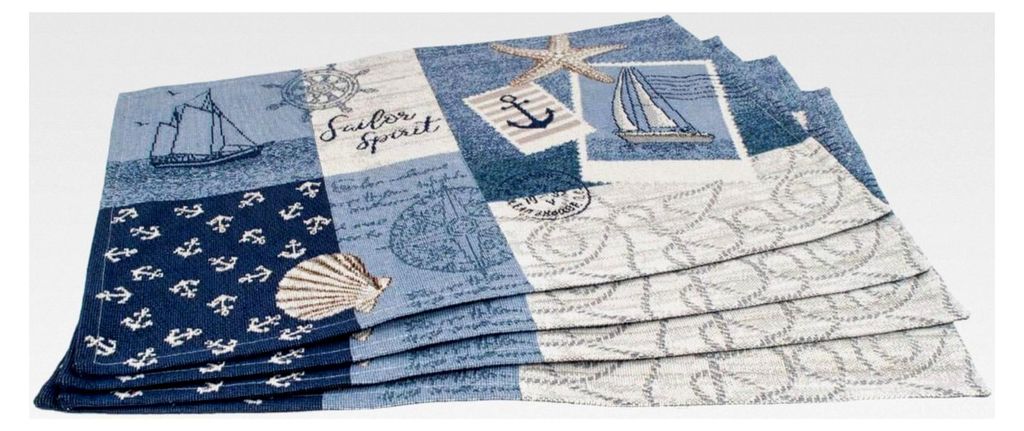 Gobelins Sailor Patch maritim buntgewebt (Tischsets, 4 Stück, ca. 32x48 cm)