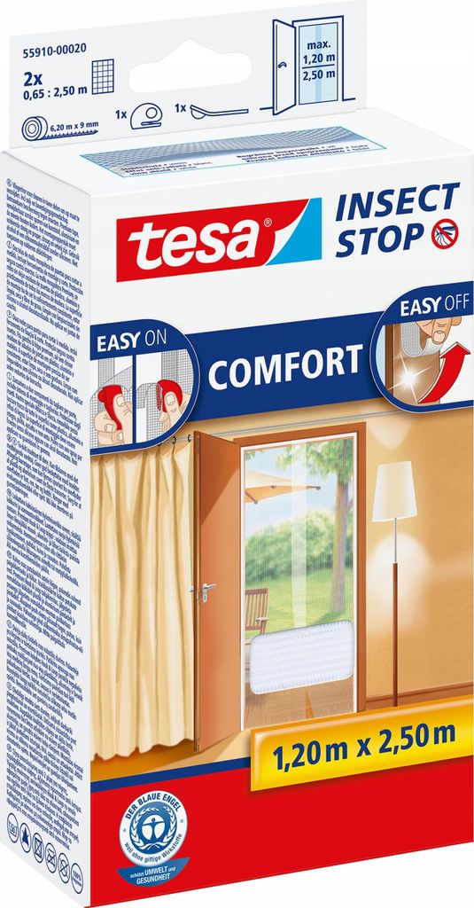 tesa Fliegengitter Comfort Klettband Tür XL 2 x 0,65 m : Produktbild 