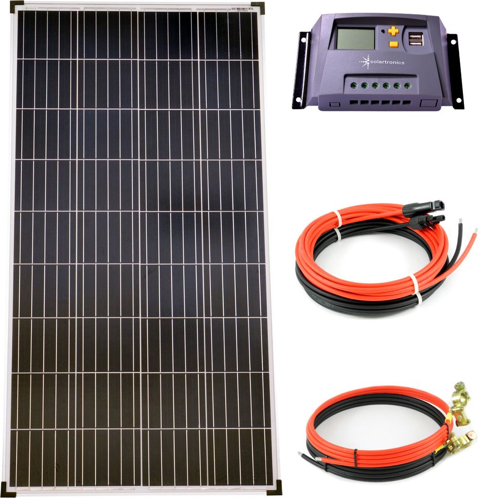 Solar Set 12V 130 Watt Poly Solarpanel Solarkabel Laderegler Solaranlage PV