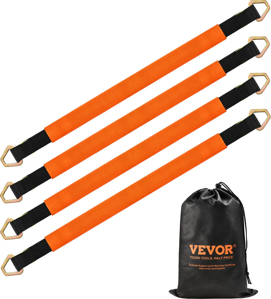 Cinghie per assali VEVOR, 2" x 3,2', cinghie per assali per impieghi gravosi, resistenza alla rottura di 12.000 lb, confezione da 4, per auto, rimorchi, camion, traino e trasporto