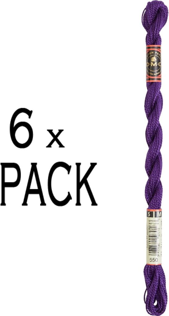 6x DMC Perlgarn Stärke 5, 15 m, 115AR/5-550, VPE