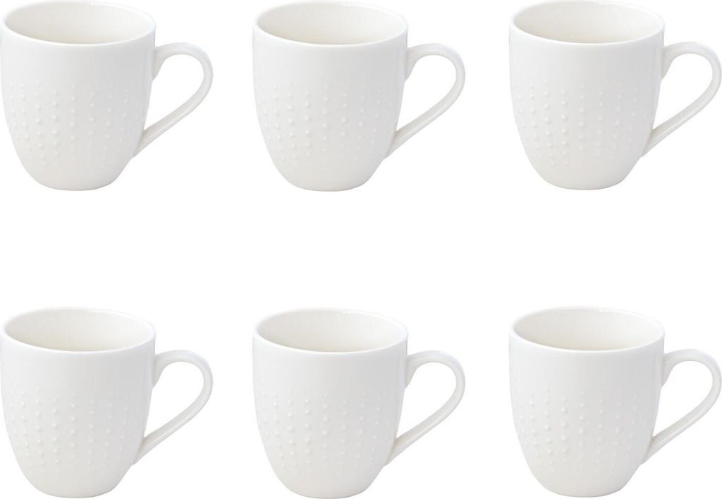 6er Set Becher DROPS WHITE mit Punktrelief weiß für 350ml Produktbild 