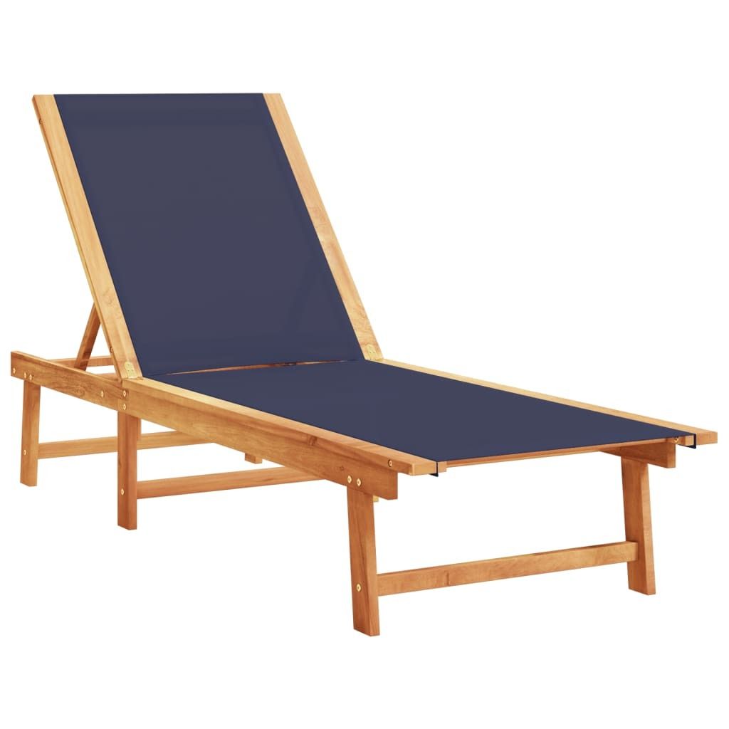 "2026 Aktion"Liegestuhl/Relaxliege - Sonnenliege Blau Massivholz Akazie und Textilene - 200/170x66x33,5/98cm - 200/170x66x33,5/98cm - Gartenliegen ...