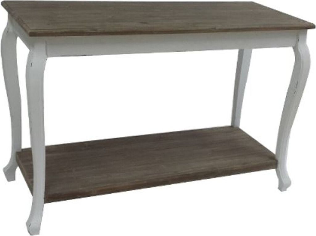 Casa Padrino Landhausstil Konsole Antik Weiß / Dunkelbraun 120 x 50 x H. 80 cm - Handgefertigter Konsolentisch mit Ablage