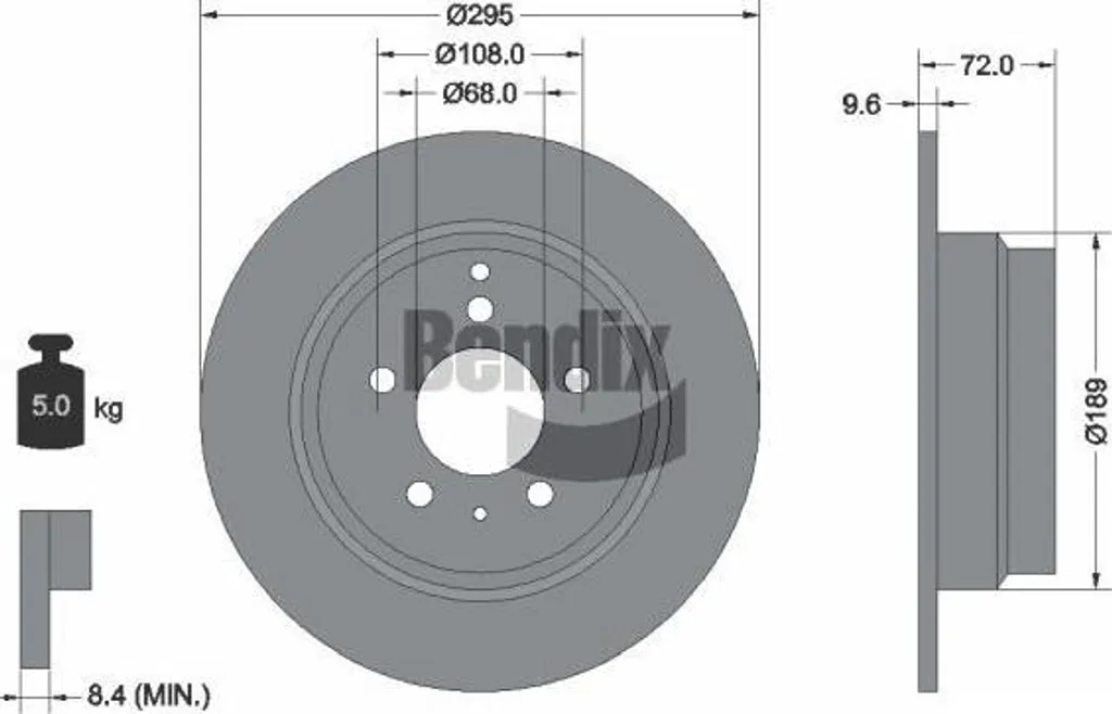 Disque de frein BENDIX BDS1751 pour rénovation freinage Volvo 850 C70