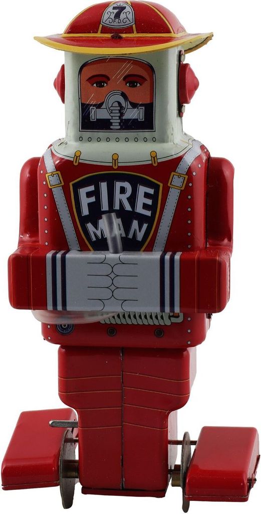 Roboter - Feuerwehrmann - Fire Man - rot - Blechroboter