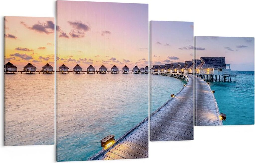 Bild auf Leinwand - Leinwandbild - Malediven Meer - 120x70cm - Wand Bild - Wanddeko - Wandbilder - Leinwanddruck - Bilder - Kunstdruck - Wanddekora...