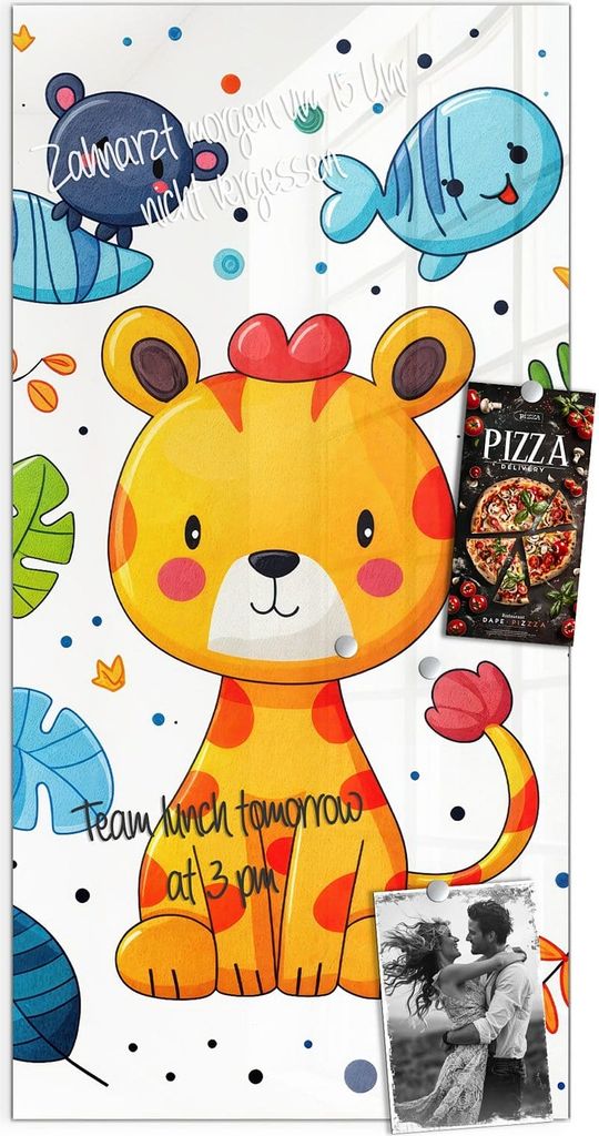Magnettafel 50x100cm Pinnwand Whiteboard beschreibbar - Tierisches Design