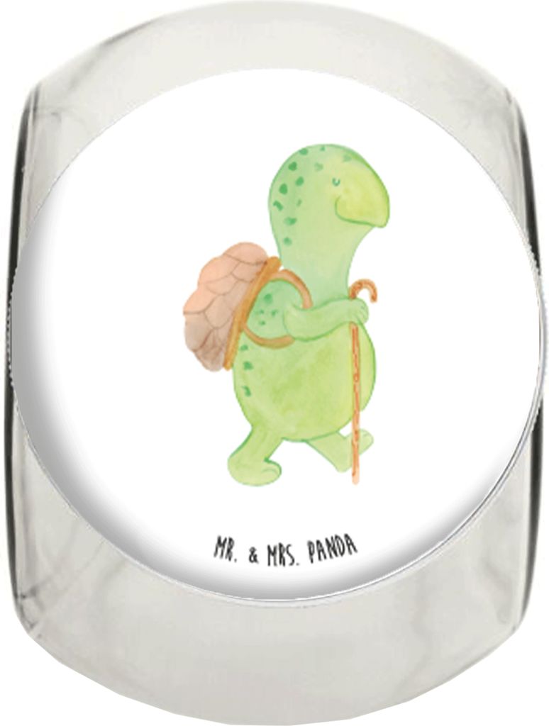 Mr. & Mrs. Panda Bonbonglas Schildkröte Wanderer XL 2000ml - Weiß - Geschenk, Dekoglas, Rucksack, Motivationsspruch, keksdose glas, Entpannt, Vor...
