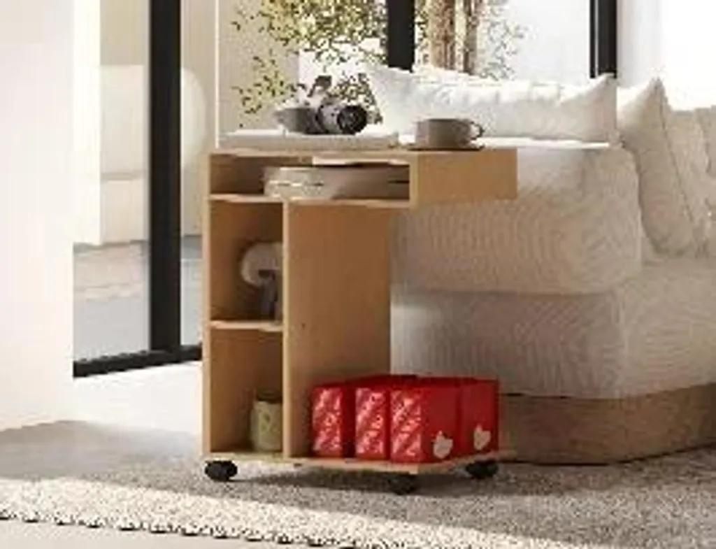Table d'appoint compacte à roulettes kaki foncé pour optimiser l'espace - 2