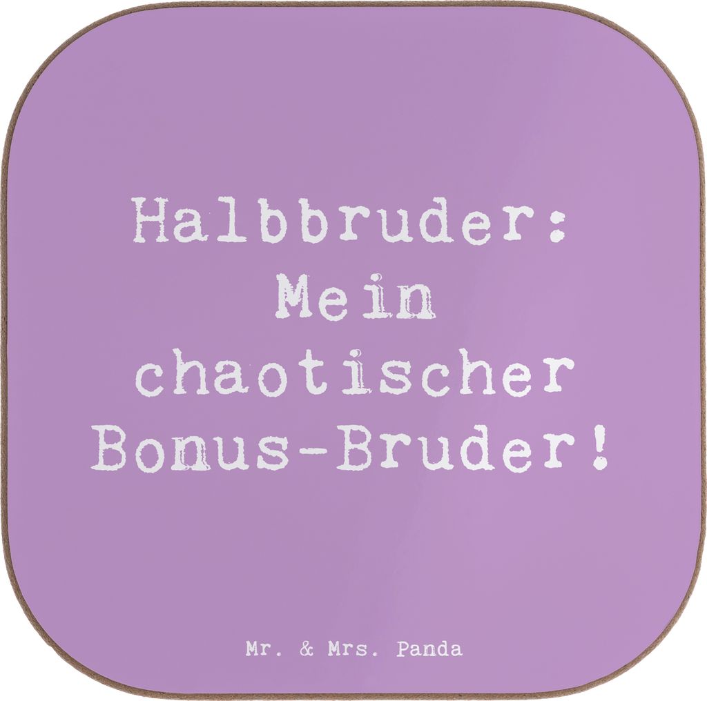 Mr. & Mrs. Panda Untersetzer für Gläser Spruch Halbbruder Chaos - Lavendeltraum - Geschenk, handgemacht, Geschwister, gläseruntersetzer, Tassenu...