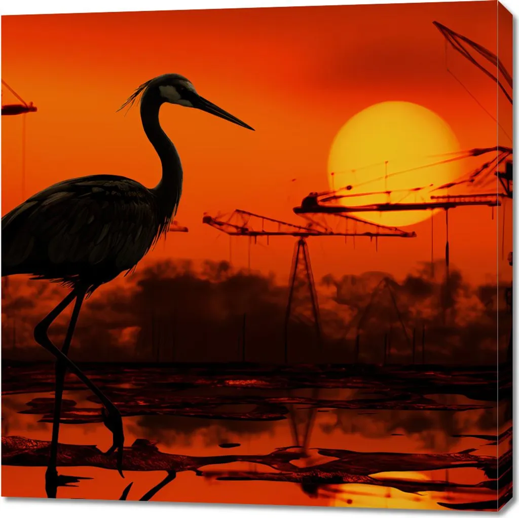 Habillez vos Murs avec l'Image Grue Industrielle 90x90 cm Crépuscule