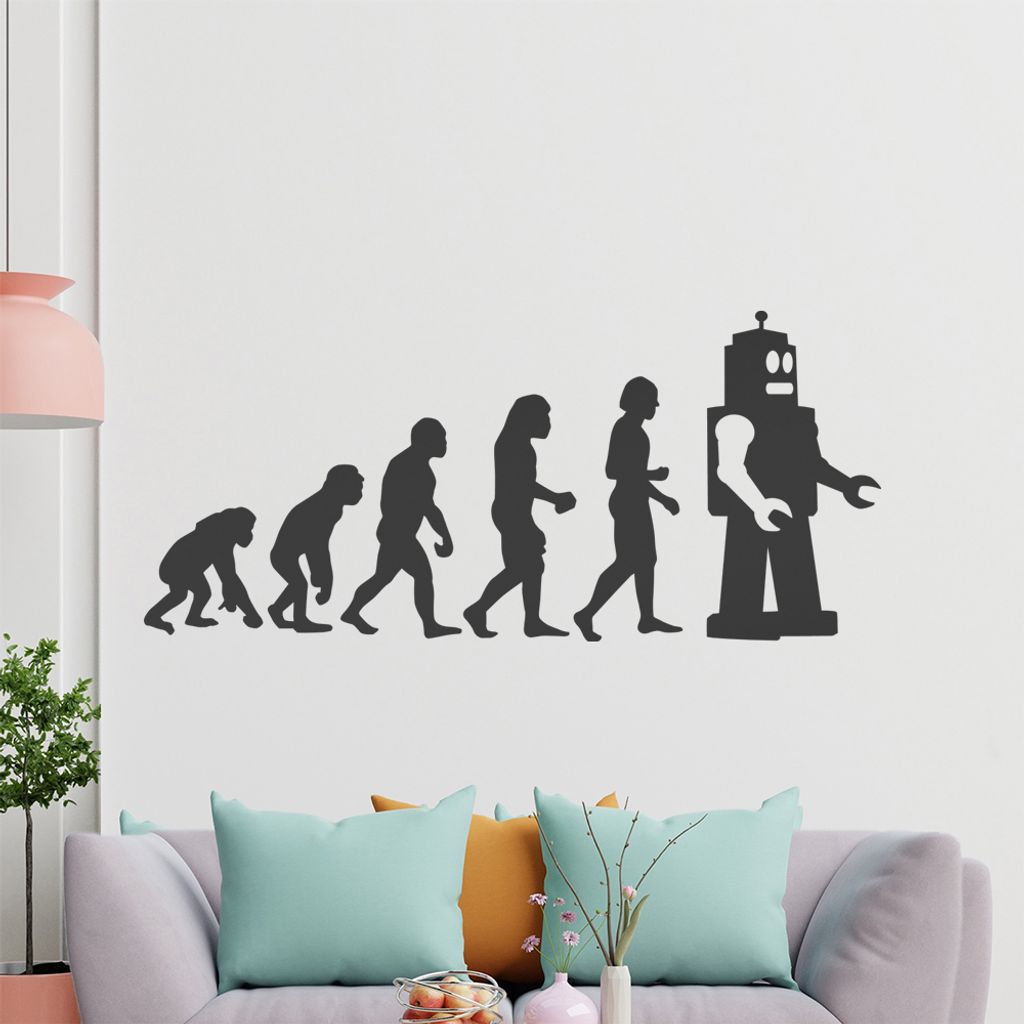 KIWISTAR Evolution - Roboter Maschinen Künstliche Intelligenz Wandtattoo in 6 Größen - Wandaufkleber Wall Sticker - Dekoration, Küche, Wohnzimm...
