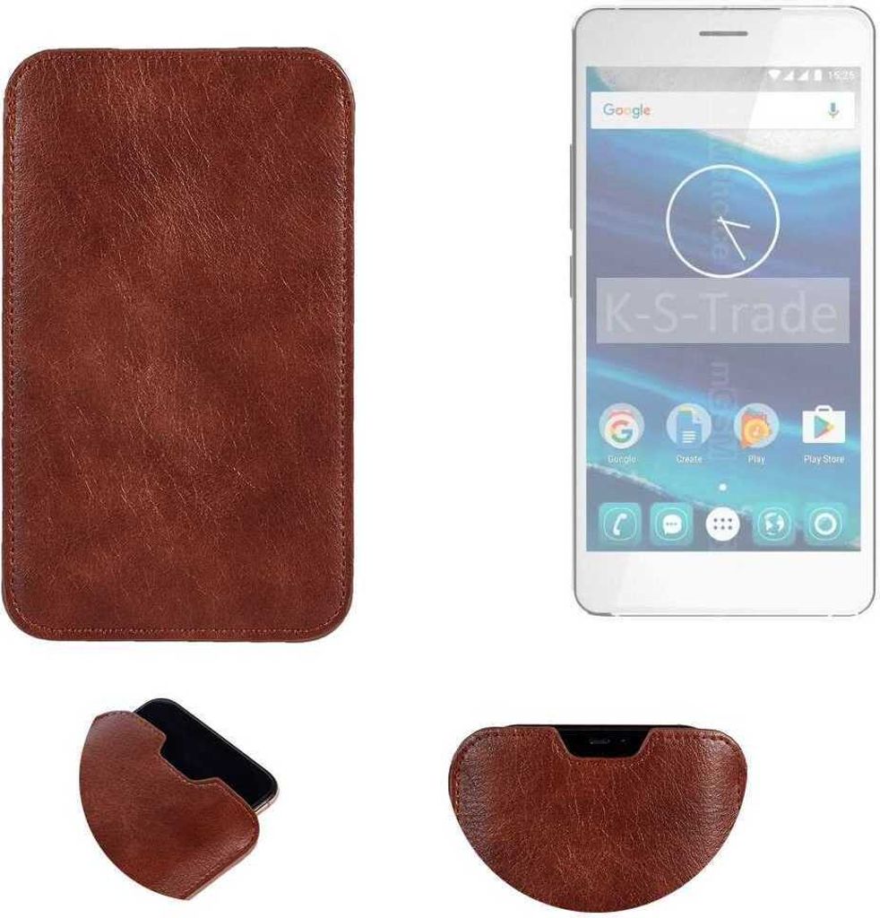 K-S-Trade Schutzhülle Handyhülle kompatibel mit Qilive Q5.5 Handytasche Kunstleder Sleeve in braun