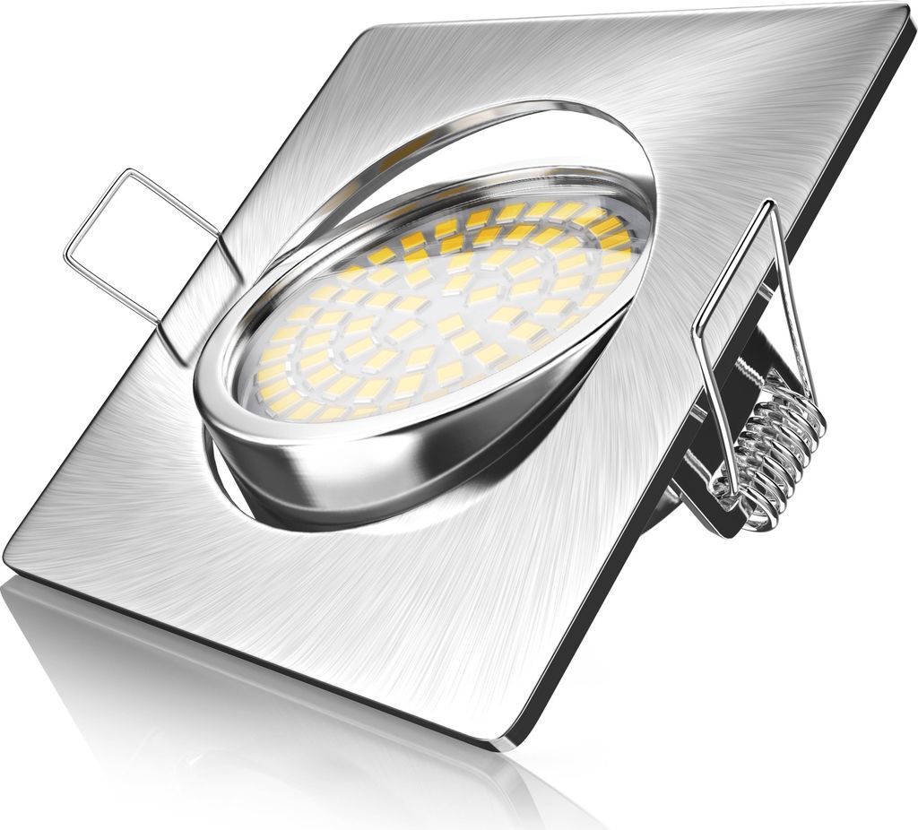 Brandson LED Einbaustrahler in Edelstahl Optik, schwenkbarer Deckenspot mit 320 Lumen / Warmweiß