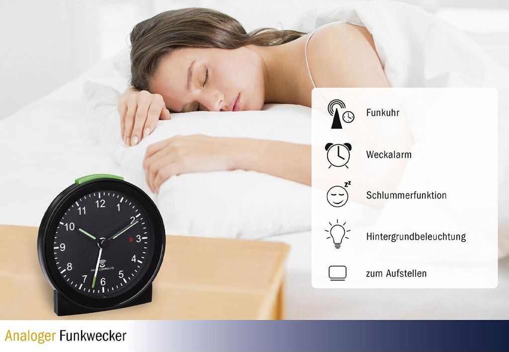 TFA Dostmann 60.1511 Combo - Radiosveglia con ora analogica e sveglia