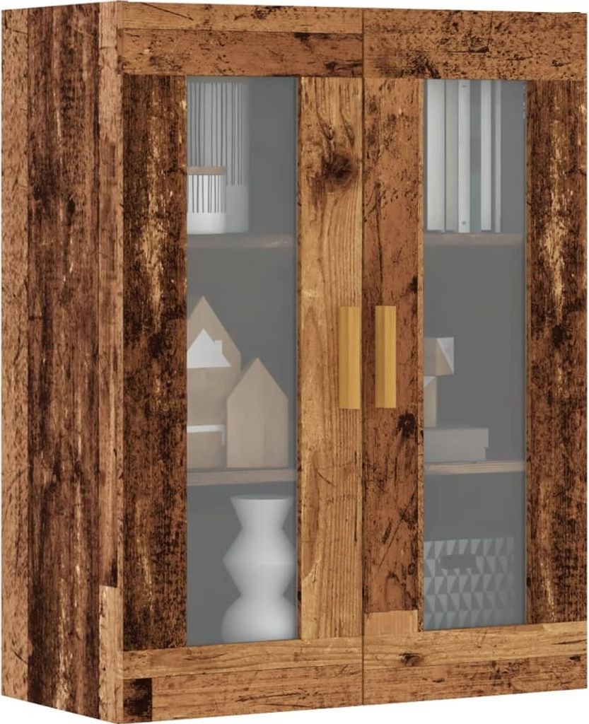 "Rabatt" Mehrzweckschrank/Vitrine/ Hängeschrank Altholz-Optik 69,5x34x90 cm - Kommoden CC24326
