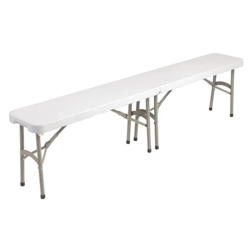 Banc pliant 183 cm Bolero en plastique blanc avec structure acier renforcé