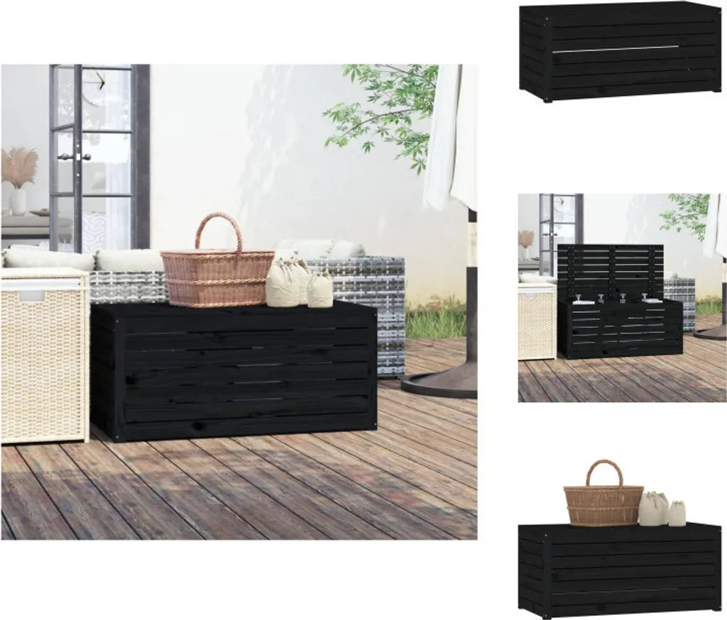 vidaXL Cassetta da giardino nera 101x50,5x46,5 cm in legno di pino massiccio - Cassette da giardino
