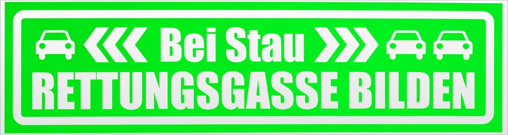 Kiwistar bei Stau Rettungsgasse bilden invertiert Magnetschild Schild magnetisch - 20cm Neongrün - Magnetfolie für Auto PKW Kfz