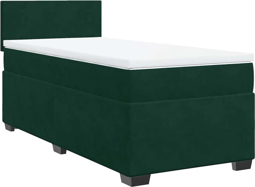vidaXL Boxspringbett mit Matratze Dunkelgrün 90x190 cm Samt