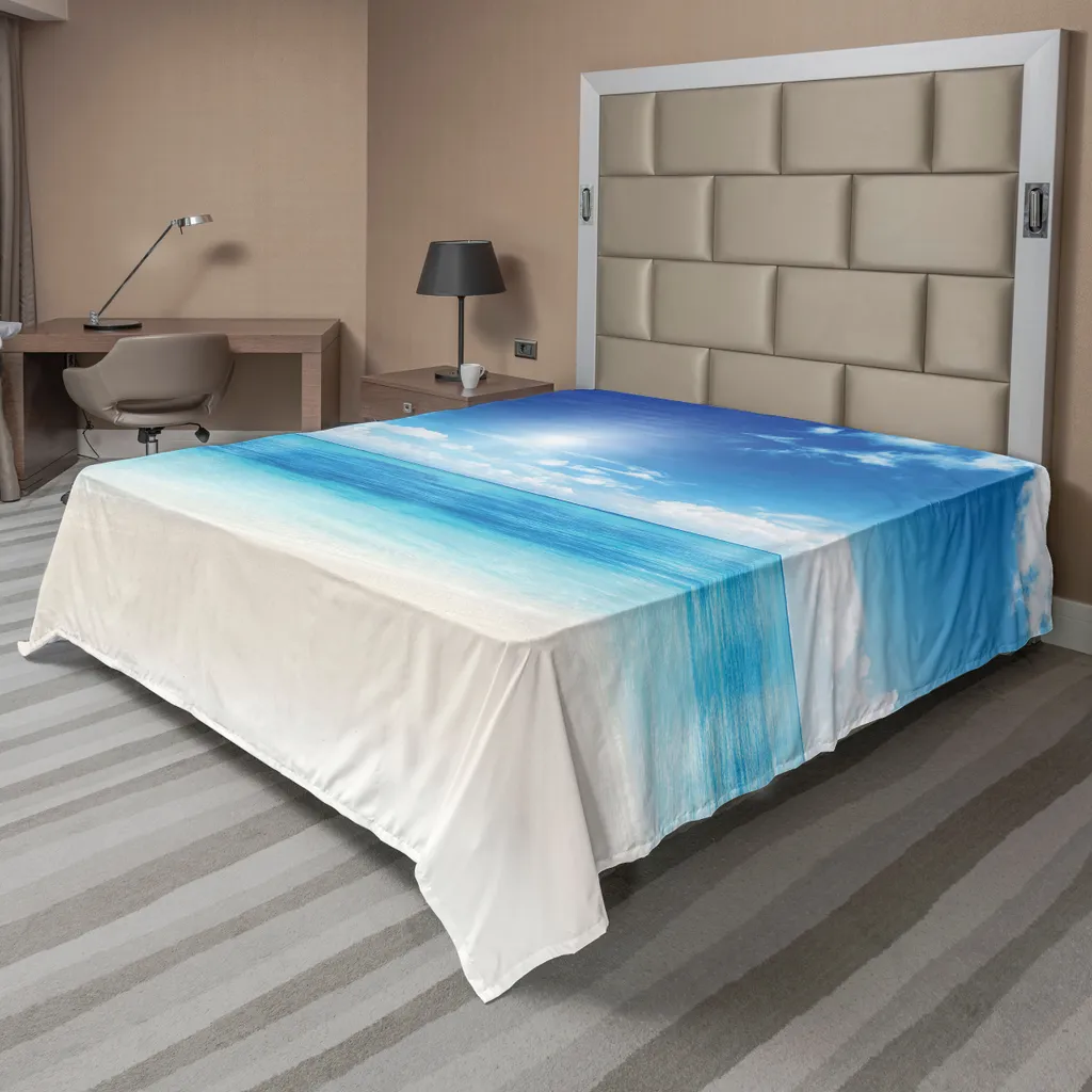 Drap de lit plat Océan ABAKUHAUS 266x260 cm en microfibre turquoise