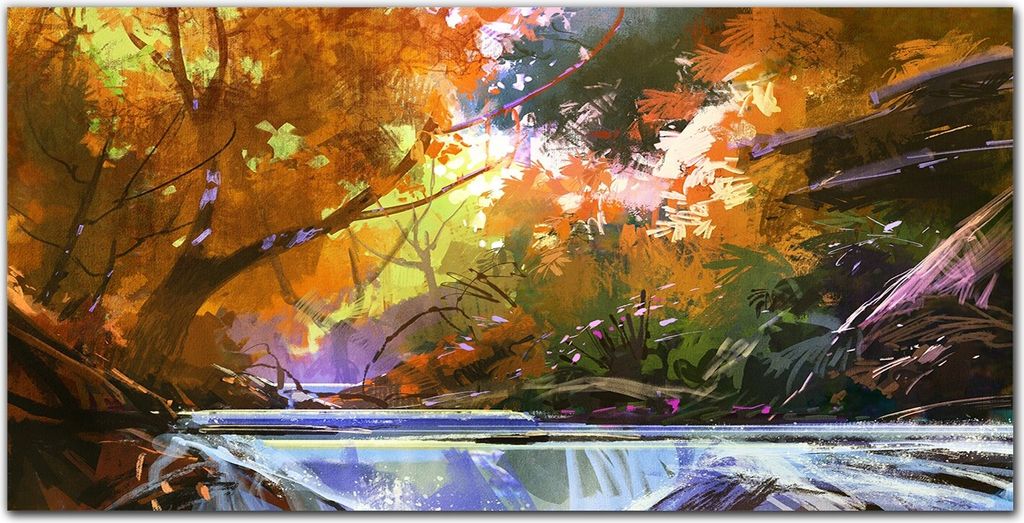 Coloray Bild aus Glas 140x70 wanddekoration wohnzimmer glasblock mit bild gehärtetes Glas Dekoration Küche - River Forest Natur