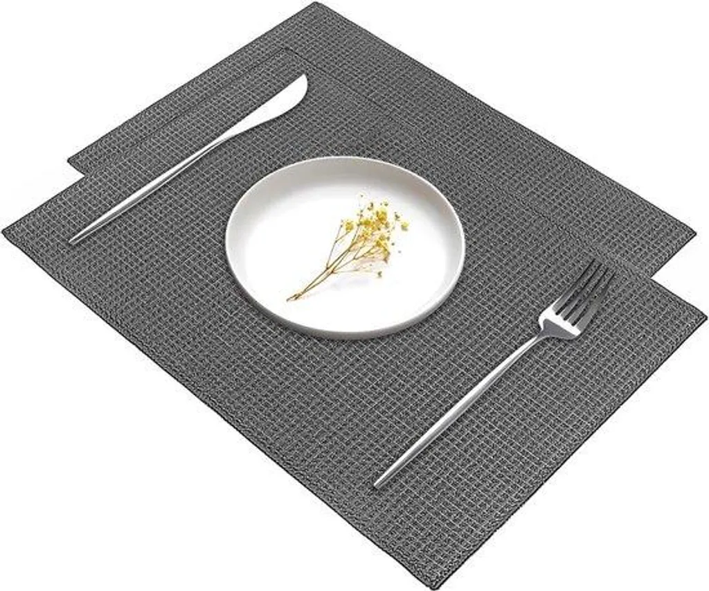 Set de table microfibre pour machine à café - Gris 50x38 cm - Lot de 2