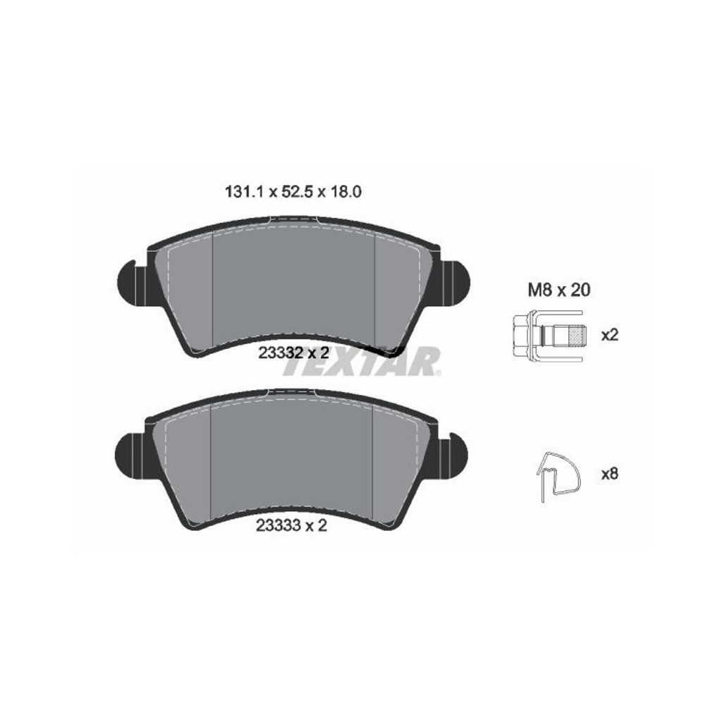 Textar Bremsbeläge vorne für Citroen Xsara Peugeot 206 1,6-2,0 ohne Sensor +HDI