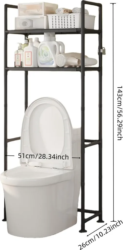 Organisateur pour Toilettes Noir - Étagère 2 Niveaux Spécial Petit Coin