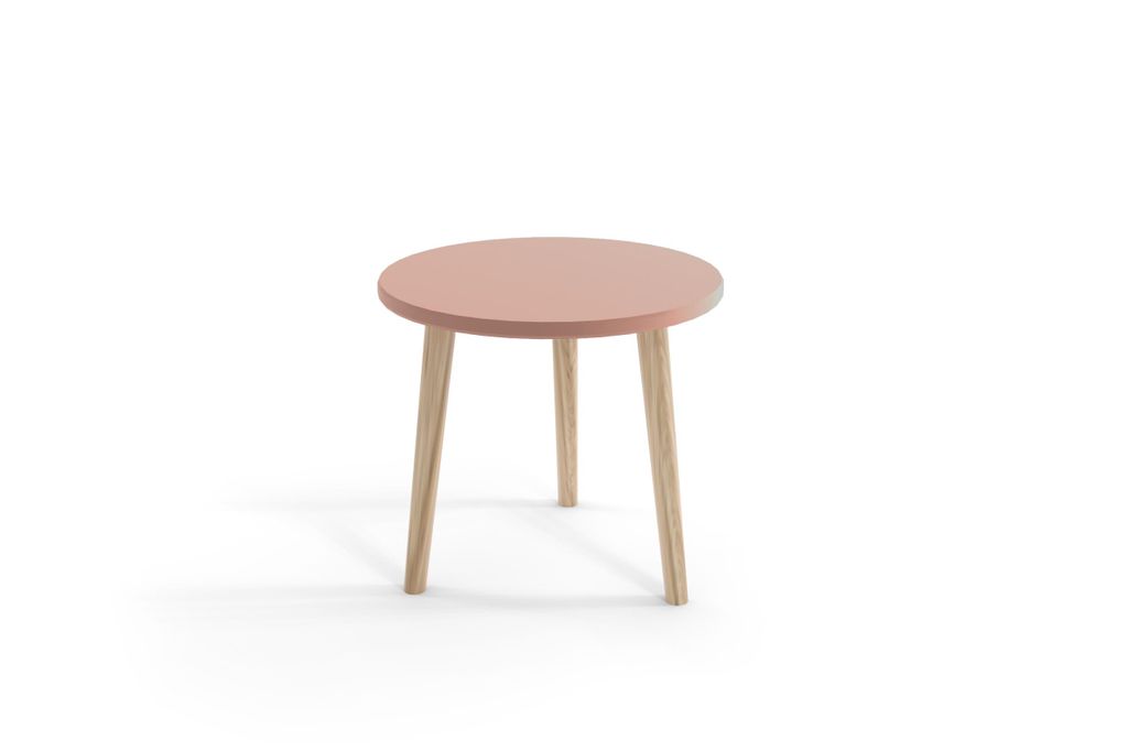 Couchtisch Rund 67 cm Altrosa Holzbeine Boho Skandi Wohnzimmertisch modern