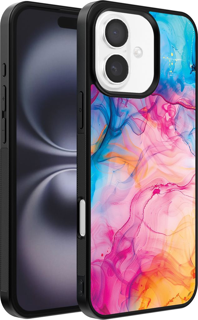 Smartphonica Telefon Fall geeignet für iPhone 16 Plus mit Regenbogen Acryl Marmor Print - TPU Backcover Fall Regenbogen Acryl Marmor Design