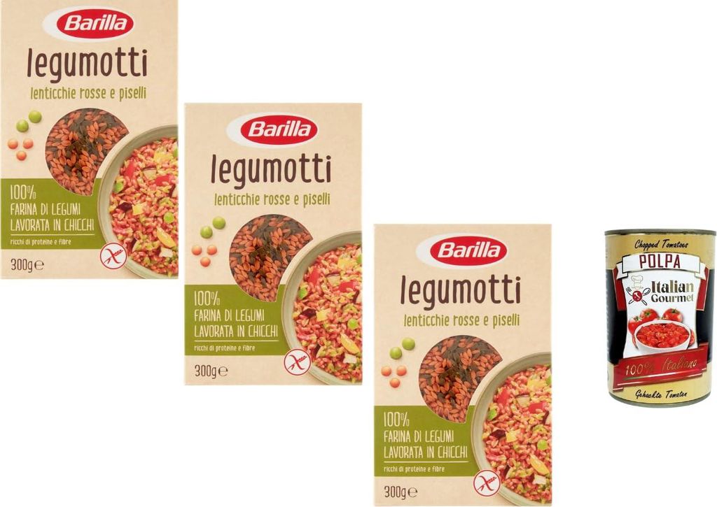 Barilla Legumotti Rote Linsen & Erbsen 3 x 300 g | Körnchen aus 100% Hülsenfrüchten, proteinreich, glutenfrei, ideal für Bowls, Salate & warme ...