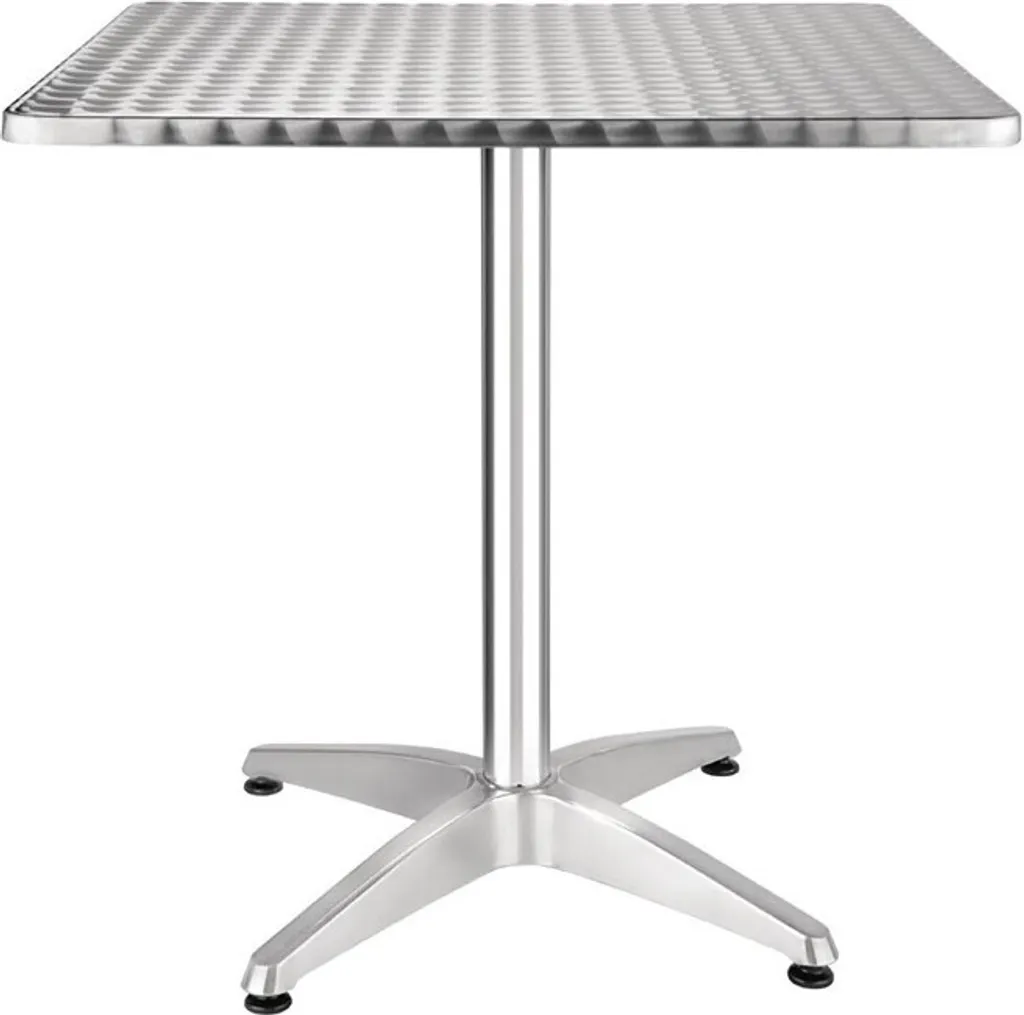 Table bistro Bolero carrée 70x70cm en acier inox et pied en aluminium
