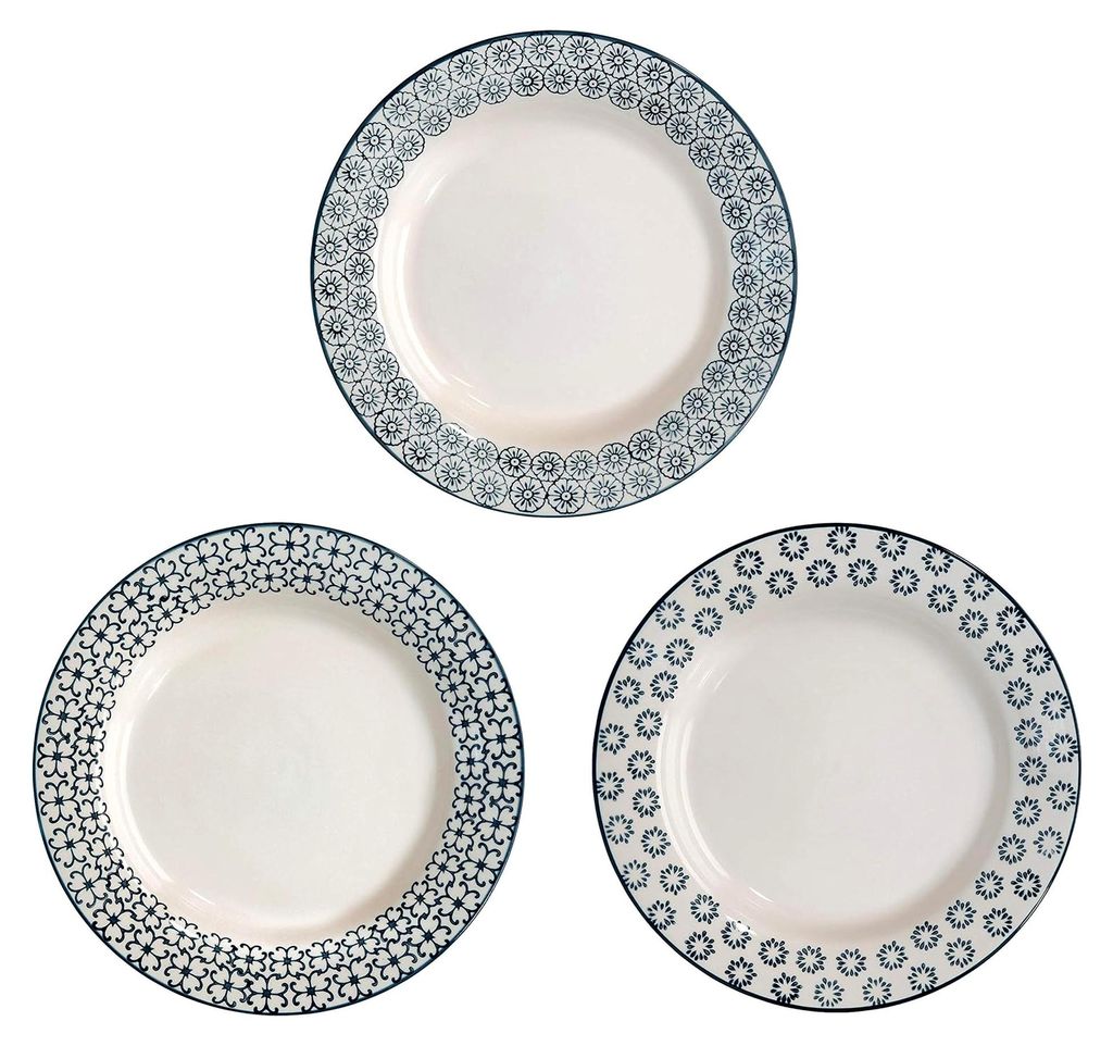 Suppenteller Kristina, 3er Set, Ø 24 x H 4 cm, 400 ml, mit Stempeldekor