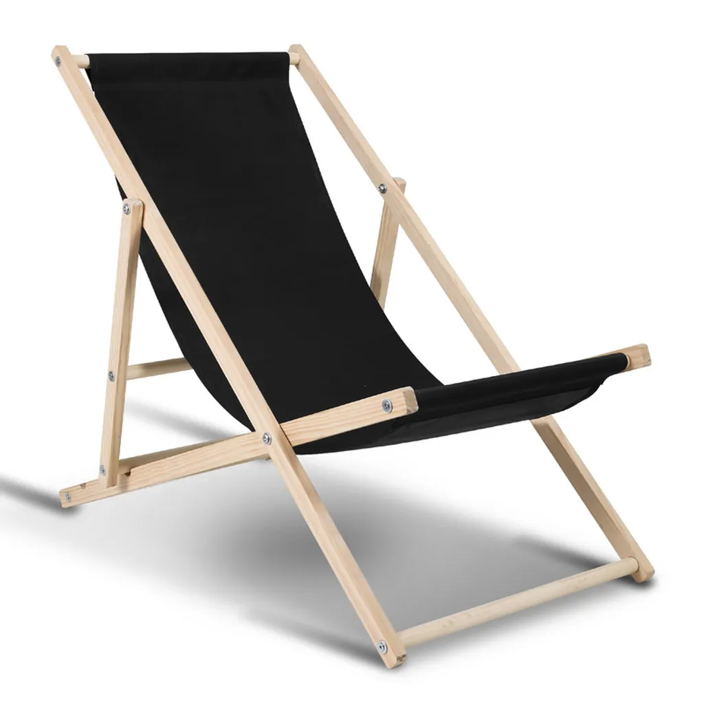 Lettino da Giardino TolleTour in Legno e Oxford Nero - Design Moderno
