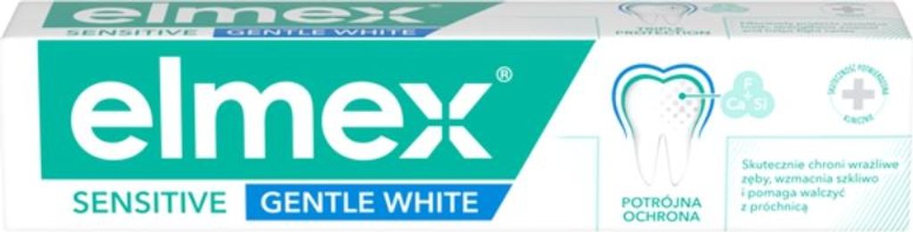 A product shot of Elmex toothpaste packaging.