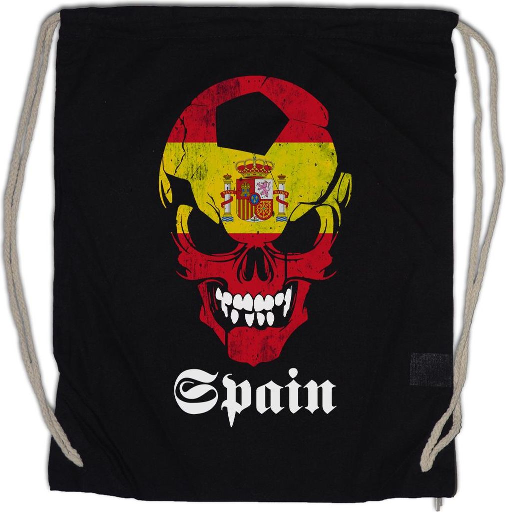 Urban Backwoods Classic Spain Football Skull Flag, Turnbeutel, Farbe: Schwarz