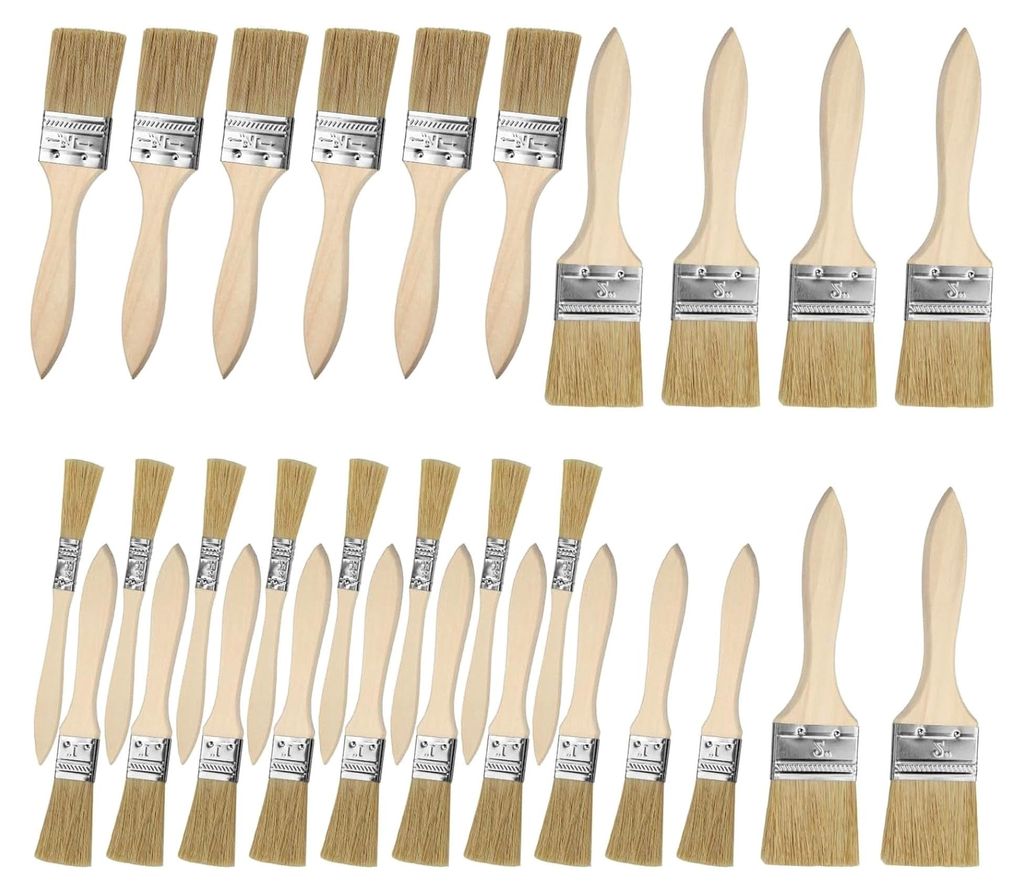 30 Stück Pinselset Flachpinsel 1,27/2,54/3,81/5,08 cm für Lacke und Holzlasuren