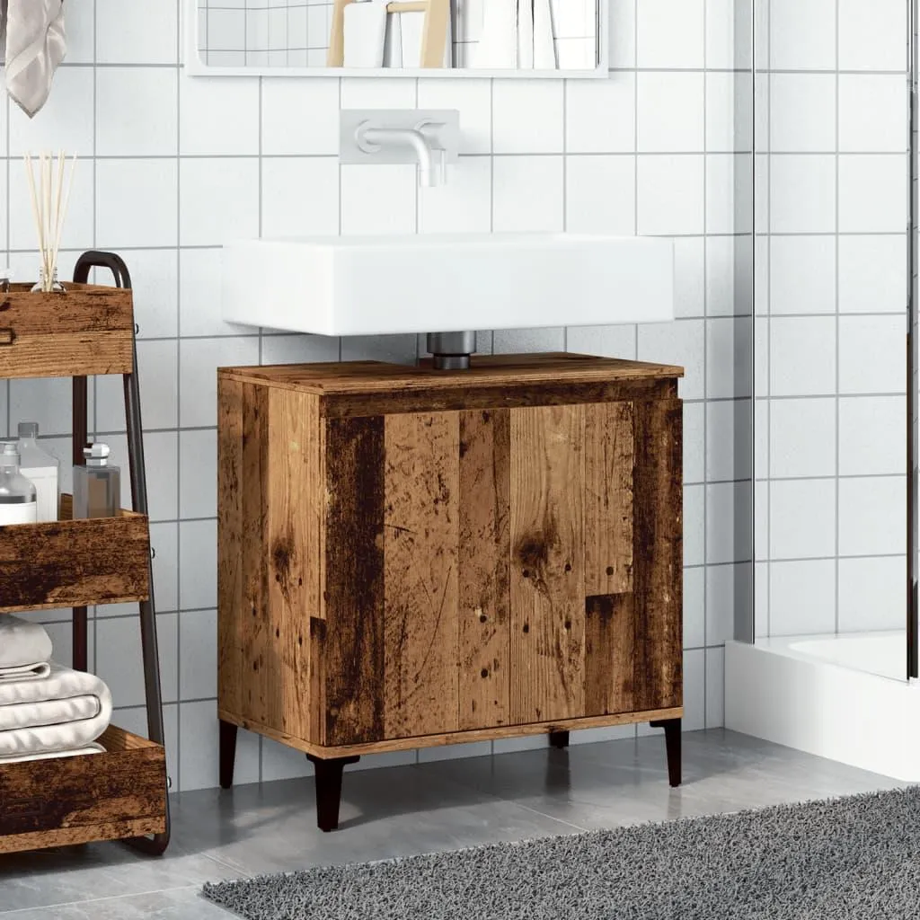 Meuble de Rangement sous Évier Aspect Bois pour Optimisation d'Espace