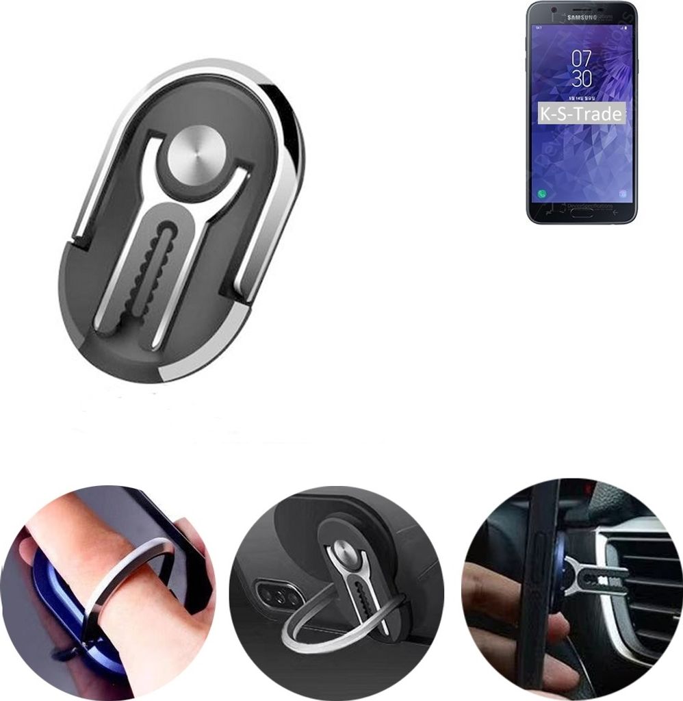 K-S-Trade 3in1 Smartphone-Ring Handy-Ring kompatibel mit Samsung Wide3 Fingerhalterung Handyring Tischständer Lüftungsgitter-Halterung Tisch